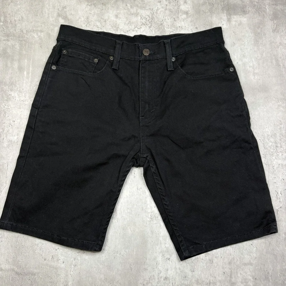 Levis 502 Jeans Shorts Mens 32 BLACK Denim Dark Wash Casual Jorts Cotton
